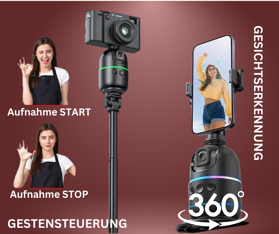 360° schwenkbare Handyhalterung mit Gesichtsverfolgung / Gestenerkennung